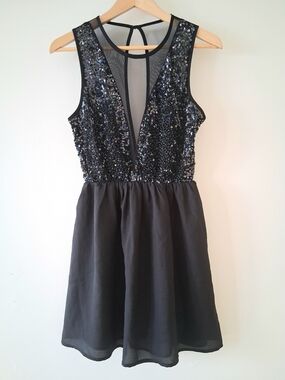 Sequin Open Back Party Dress, Women Sz S